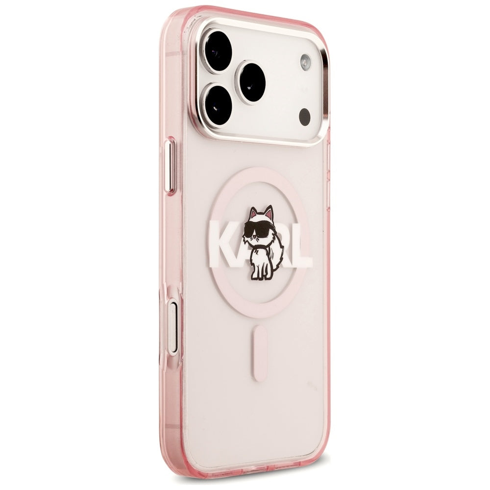 Karl Lagerfeld IML Choupette Sketch Logo MagSafe dėklas iPhone 17 Pro Max - rožinis -- iPhone 17 Pro Max