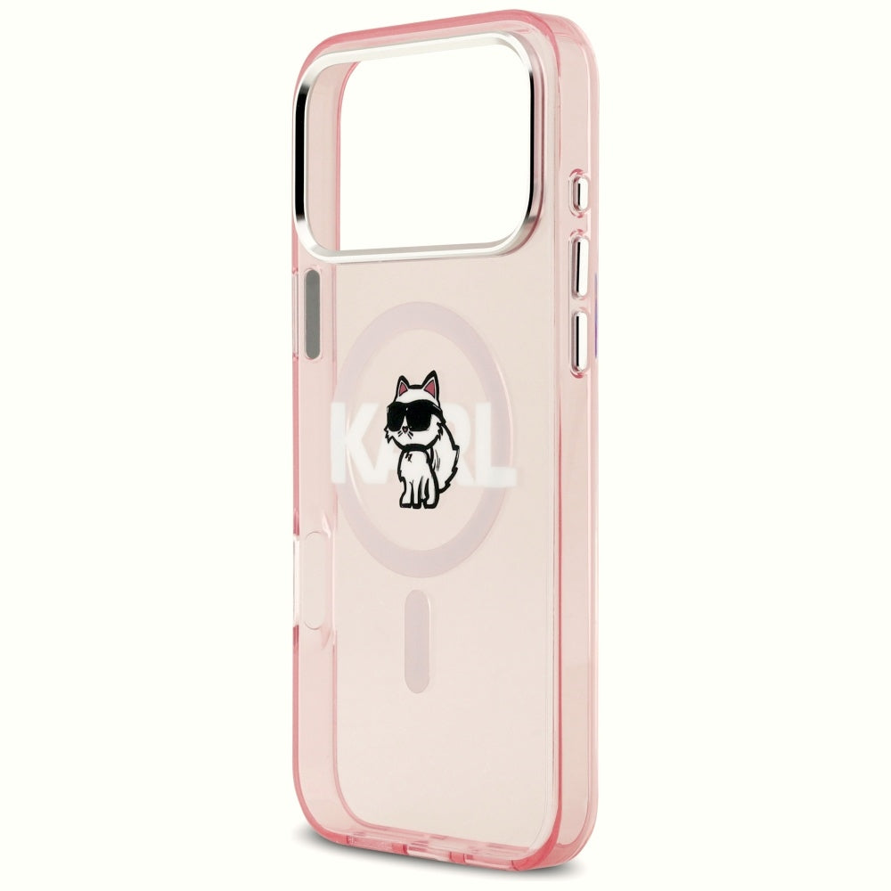 Karl Lagerfeld IML Choupette Sketch Logo MagSafe dėklas iPhone 17 Pro Max - rožinis -- iPhone 17 Pro Max