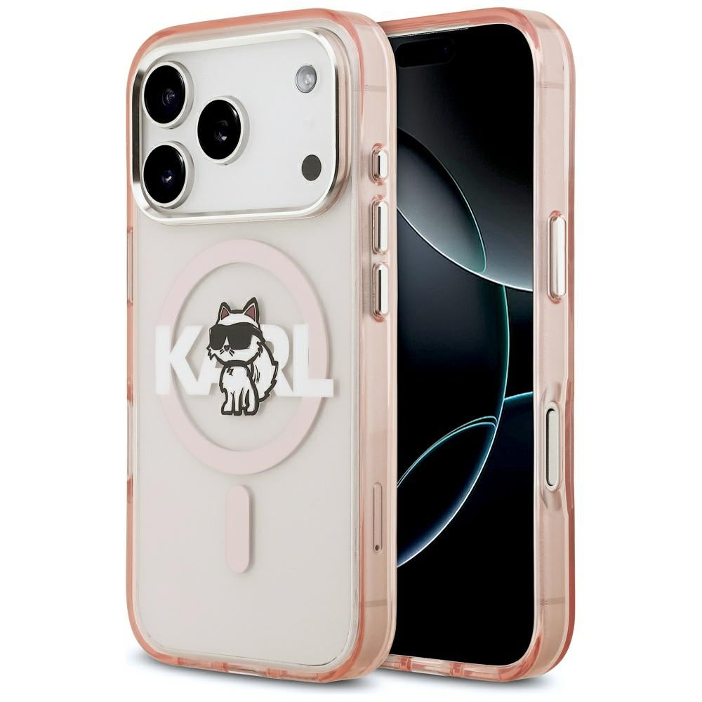 Karl Lagerfeld IML Choupette Sketch Logo MagSafe dėklas iPhone 17 Pro - rožinis -- iPhone 17 Pro