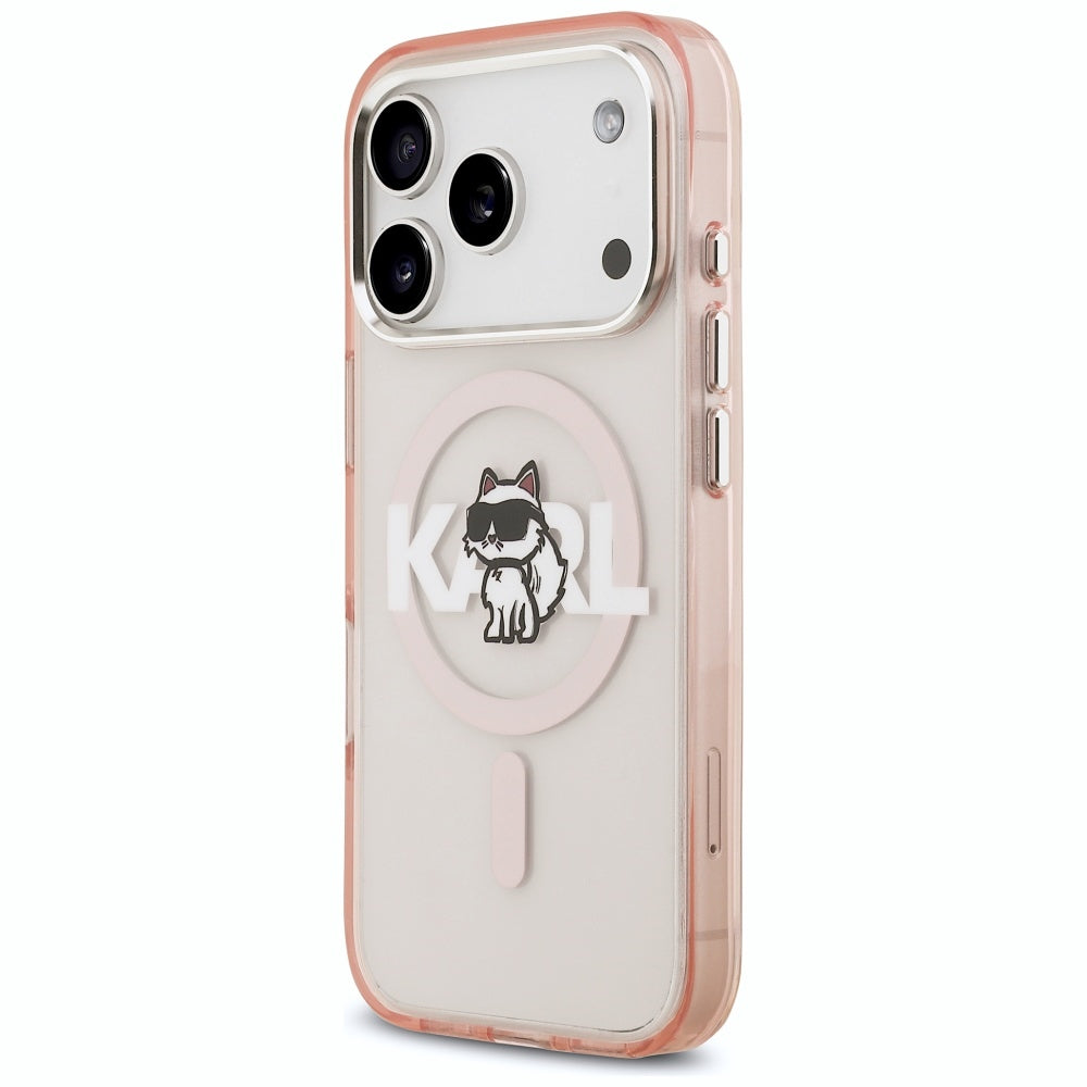 Karl Lagerfeld IML Choupette Sketch Logo MagSafe dėklas iPhone 17 Pro - rožinis -- iPhone 17 Pro
