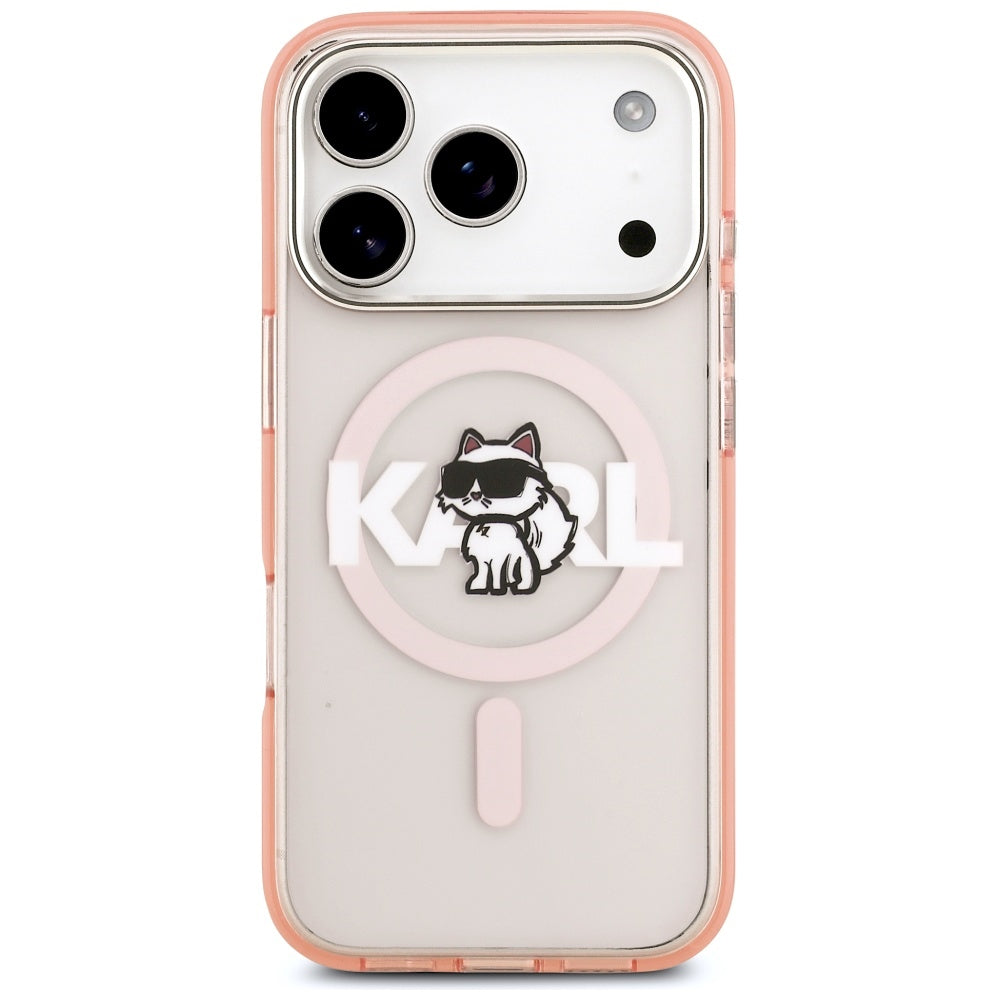 Karl Lagerfeld IML Choupette Sketch Logo MagSafe dėklas iPhone 17 Pro - rožinis -- iPhone 17 Pro