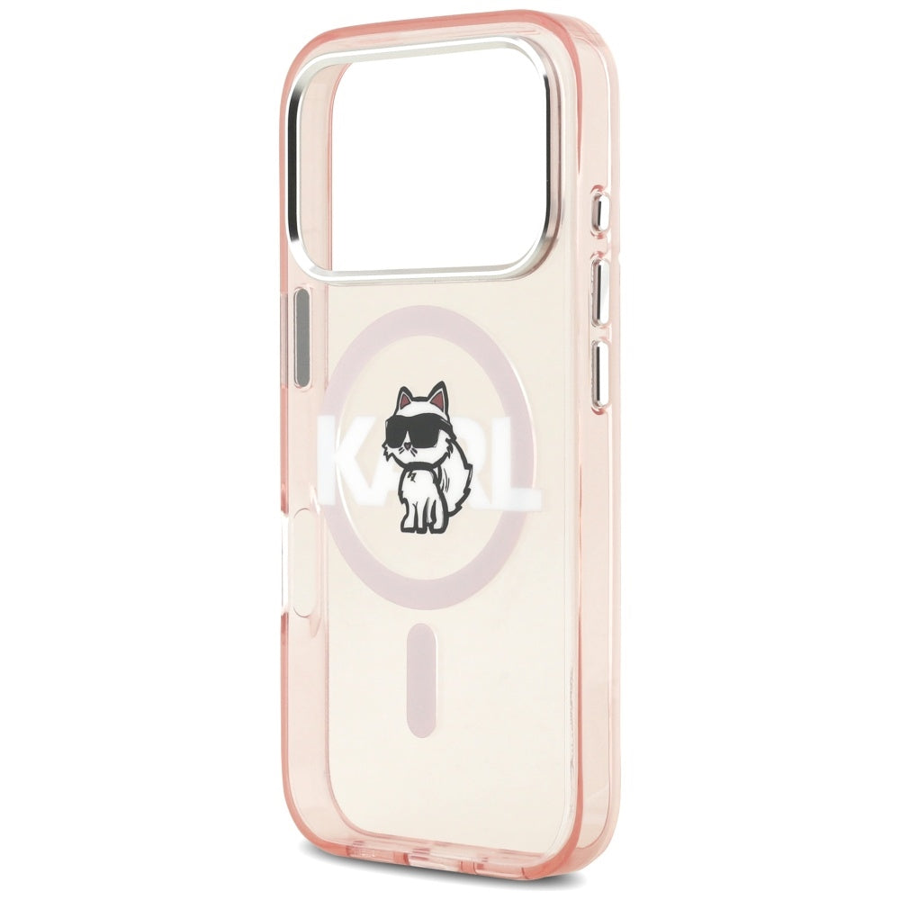 Karl Lagerfeld IML Choupette Sketch Logo MagSafe dėklas iPhone 17 Pro - rožinis -- iPhone 17 Pro