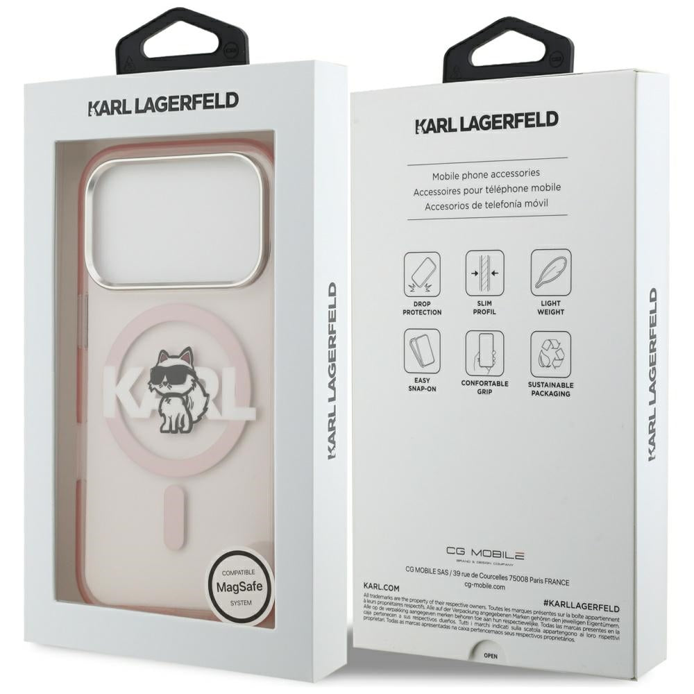Karl Lagerfeld IML Choupette Sketch Logo MagSafe dėklas iPhone 17 Pro - rožinis -- iPhone 17 Pro