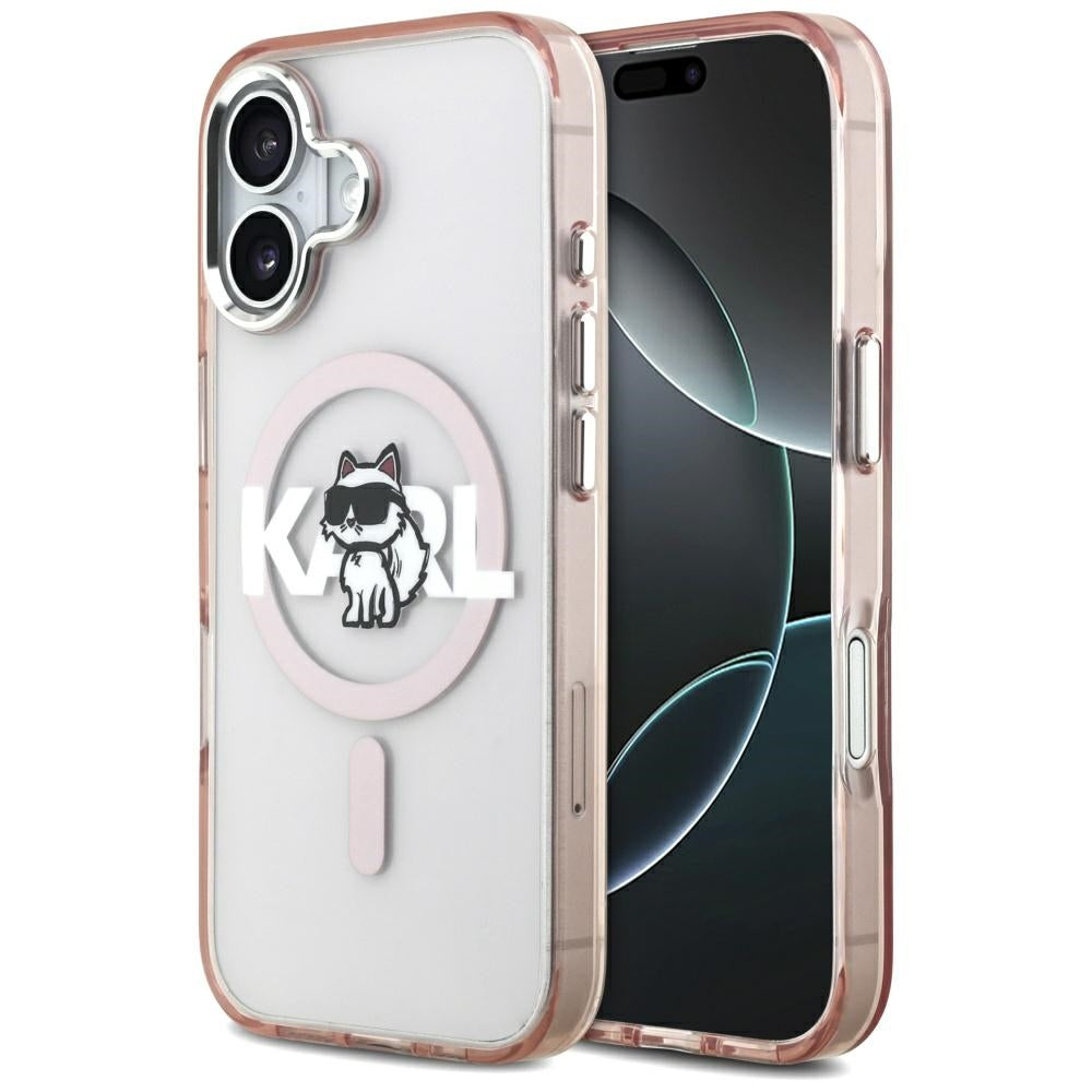 Karl Lagerfeld IML Choupette Sketch Logo MagSafe dėklas iPhone 17 - rožinis -- iPhone 17