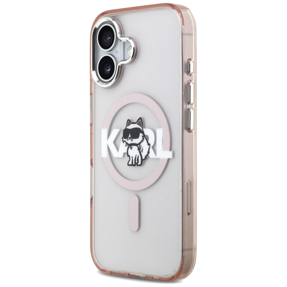 Karl Lagerfeld IML Choupette Sketch Logo MagSafe dėklas iPhone 17 - rožinis -- iPhone 17