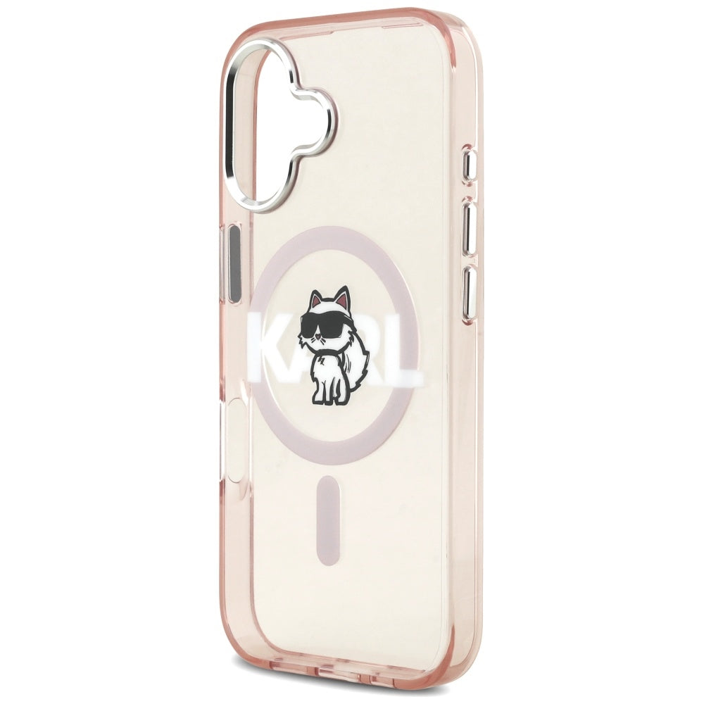 Karl Lagerfeld IML Choupette Sketch Logo MagSafe dėklas iPhone 17 - rožinis -- iPhone 17