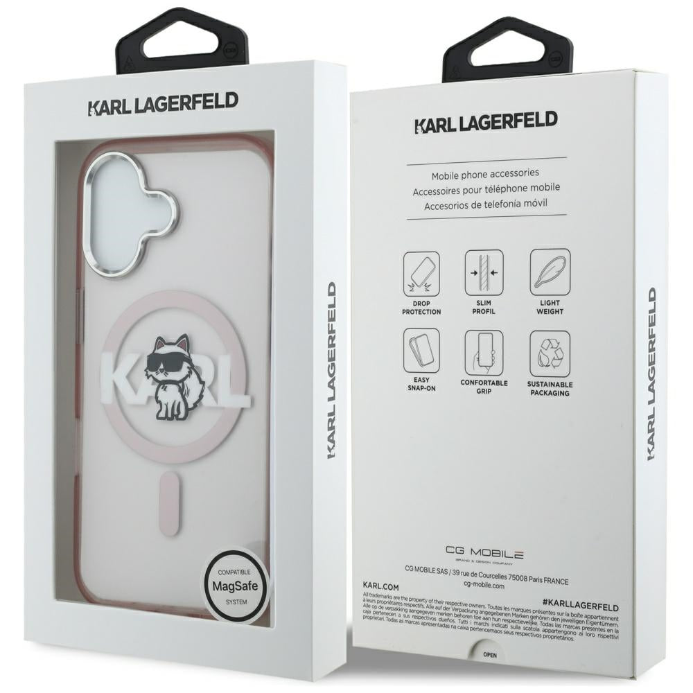 Karl Lagerfeld IML Choupette Sketch Logo MagSafe dėklas iPhone 17 - rožinis -- iPhone 17