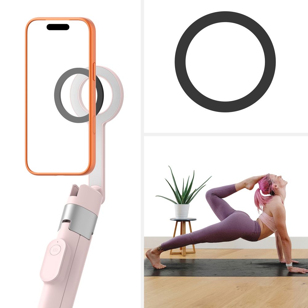 Tech-Protect L10S Bluetooth asmenukių lazda - rožinė-pilka -- Selfie Sticks & Tripods