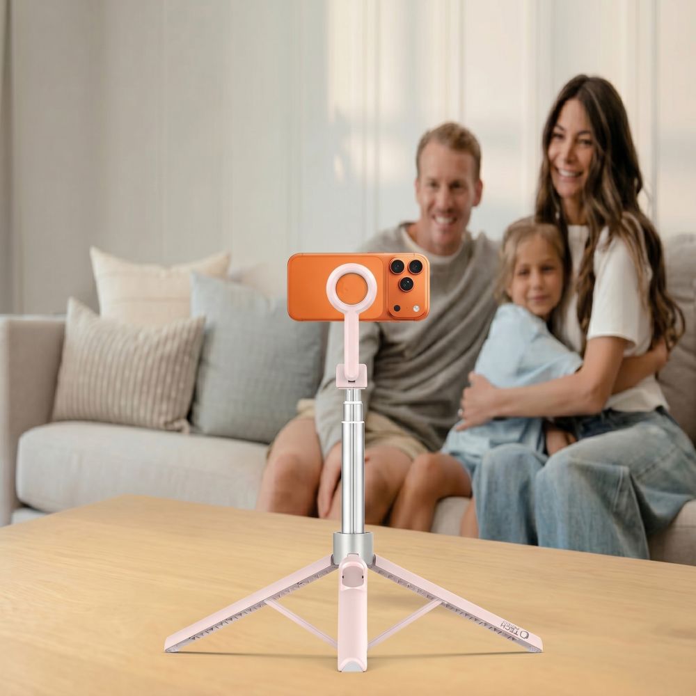 Tech-Protect L10S Bluetooth asmenukių lazda - rožinė-pilka -- Selfie Sticks & Tripods