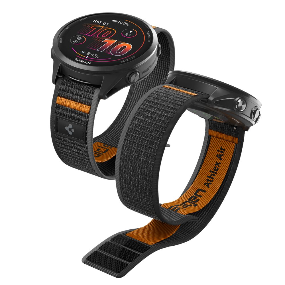 Spigen Athlex Air dirželis, skirtas Garmin Quick Release 22 mm – juodai oranžinis -- Watch Straps