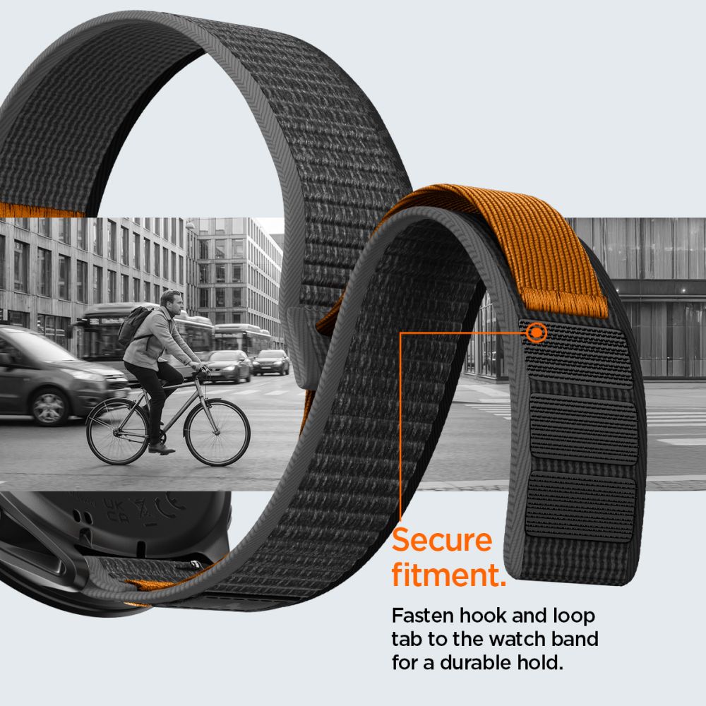 Spigen Athlex Air dirželis, skirtas Garmin Quick Release 22 mm – juodai oranžinis -- Watch Straps