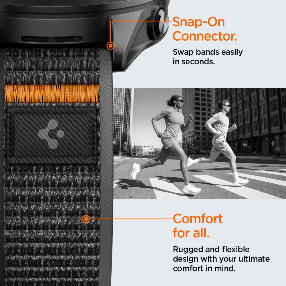Spigen Athlex Air dirželis, skirtas Garmin Quick Release 22 mm – juodai oranžinis -- Watch Straps