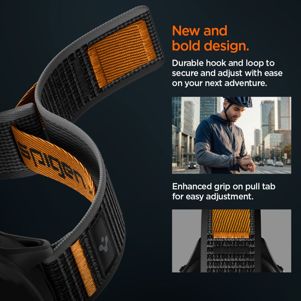 Spigen Athlex Air dirželis, skirtas Garmin Quick Release 22 mm – juodai oranžinis -- Watch Straps