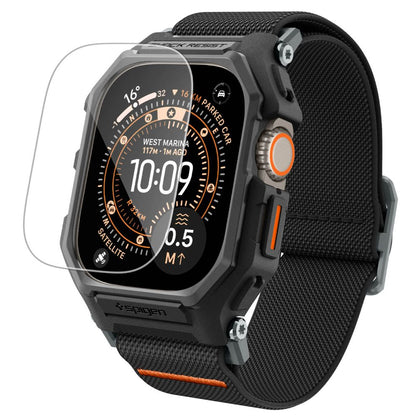 Spigen Lite Fit Pro dirželis + grūdintas stiklas ekranui, skirtas Apple Watch Ultra 49 mm – juodas -- Apple Watch Ultra 49mm