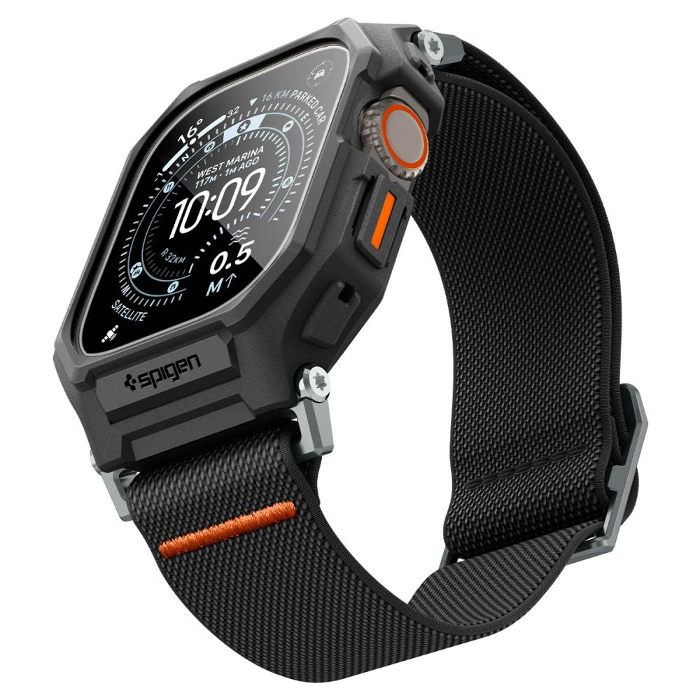 Spigen Lite Fit Pro dirželis + grūdintas stiklas ekranui, skirtas Apple Watch Ultra 49 mm – juodas -- Apple Watch Ultra 49mm