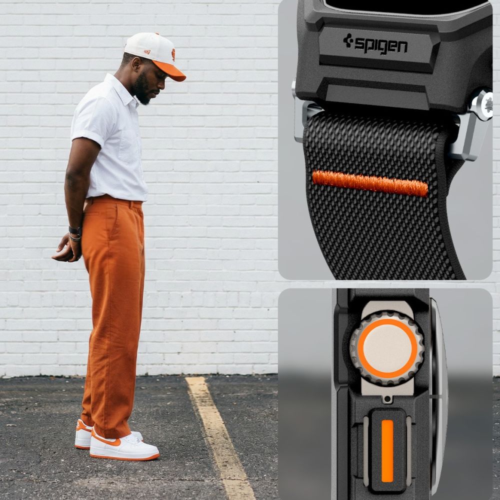 Spigen Lite Fit Pro dirželis + grūdintas stiklas ekranui, skirtas Apple Watch Ultra 49 mm – juodas -- Apple Watch Ultra 49mm