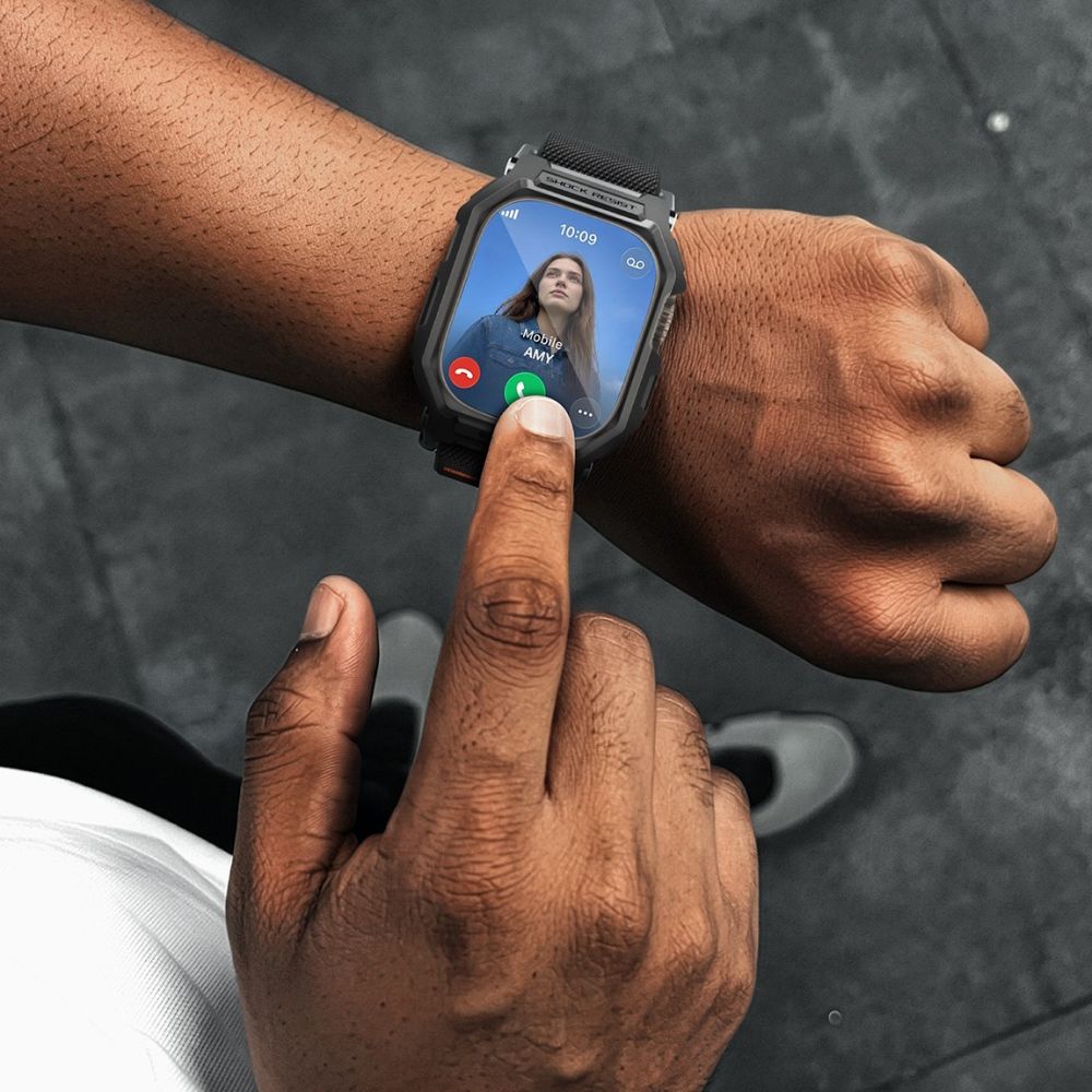 Spigen Lite Fit Pro dirželis + grūdintas stiklas ekranui, skirtas Apple Watch Ultra 49 mm – juodas -- Apple Watch Ultra 49mm