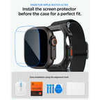 Spigen Lite Fit Pro dirželis + grūdintas stiklas ekranui, skirtas Apple Watch Ultra 49 mm – juodas -- Apple Watch Ultra 49mm