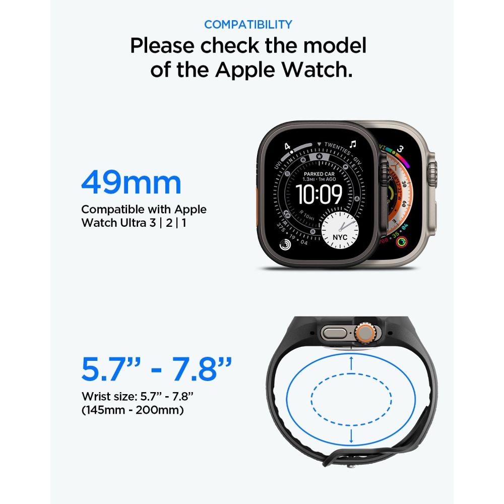 Spigen Liquid Air Pro dirželis su dėklu + grūdintas stiklas 9H, skirtas Apple Watch Ultra 49 mm – juodas -- Apple Watch...