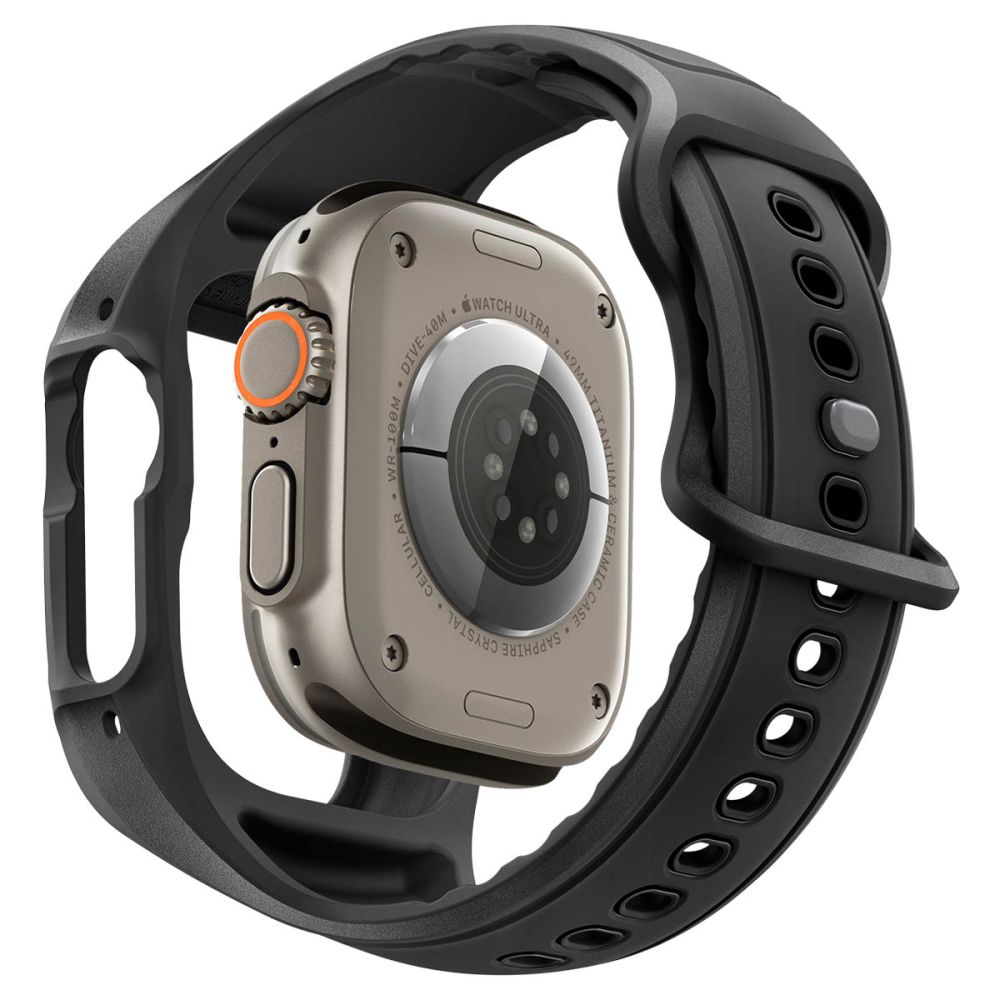 Spigen Liquid Air Pro dirželis su dėklu + grūdintas stiklas 9H, skirtas Apple Watch Ultra 49 mm – juodas -- Apple Watch...