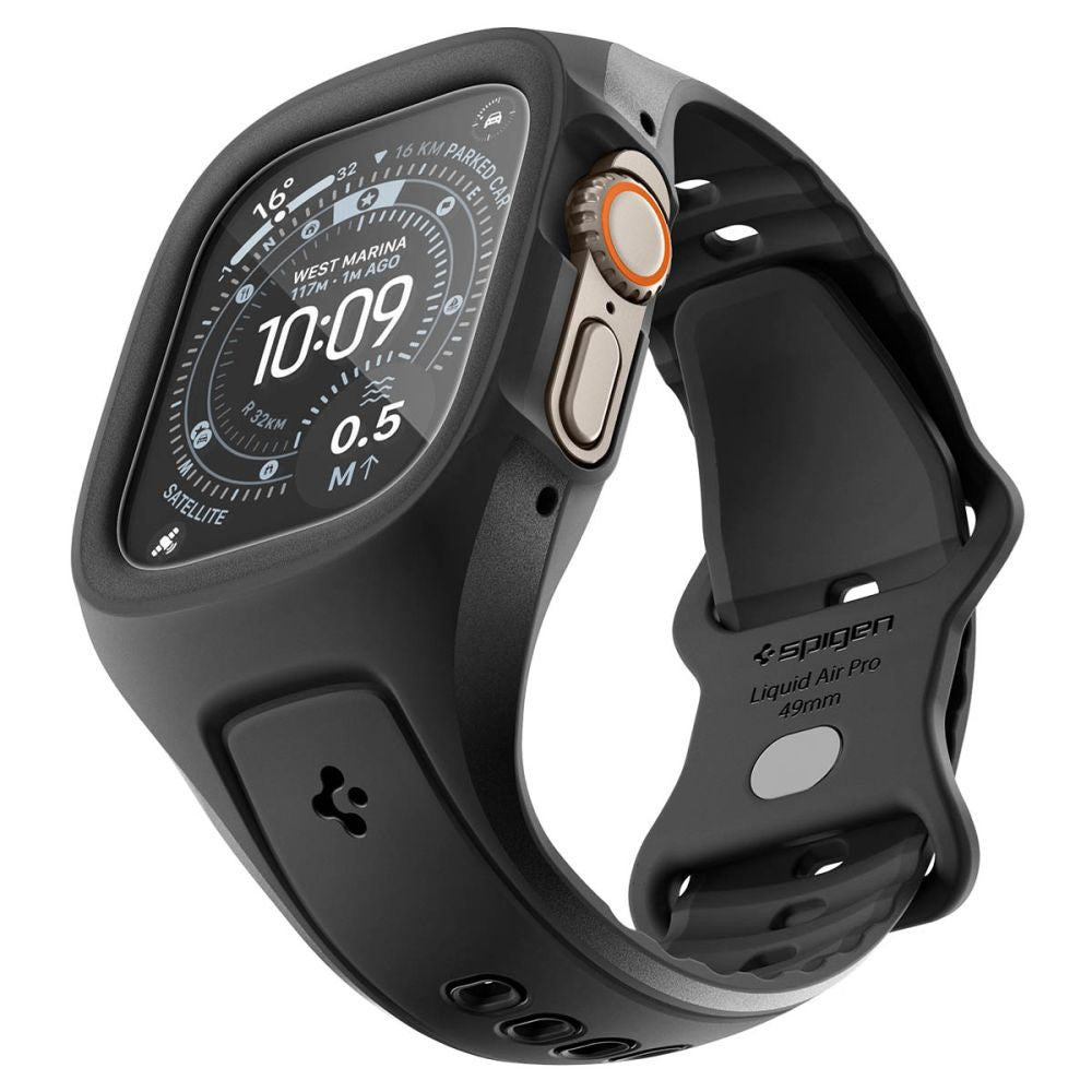 Spigen Liquid Air Pro dirželis su dėklu + grūdintas stiklas 9H, skirtas Apple Watch Ultra 49 mm – juodas -- Apple Watch...