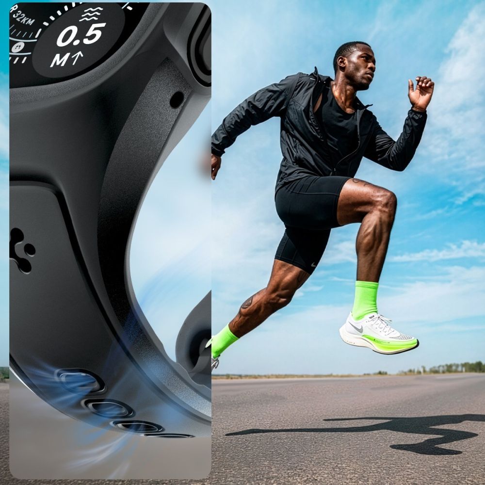 Spigen Liquid Air Pro dirželis su dėklu + grūdintas stiklas 9H, skirtas Apple Watch Ultra 49 mm – juodas -- Apple Watch...