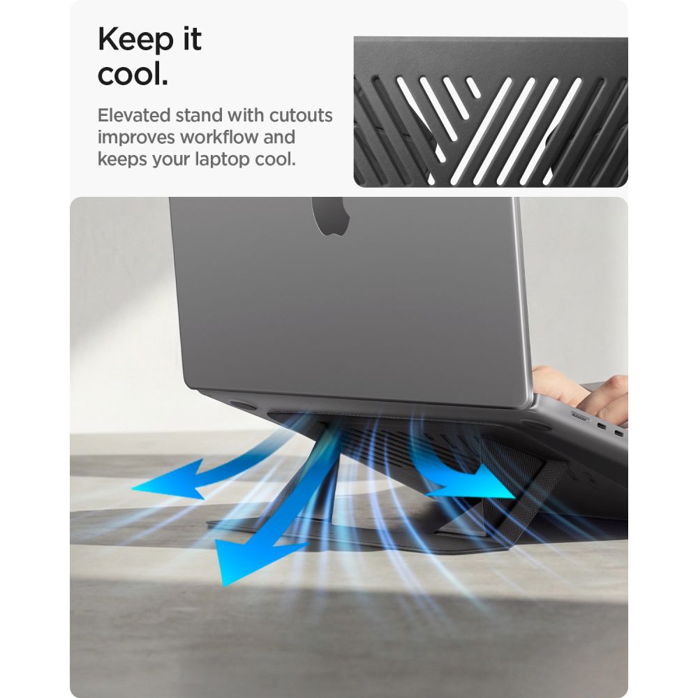 Spigen SlimFold LD201-S6 nešiojamojo kompiuterio stovas – pilkas -- Laptop Stands