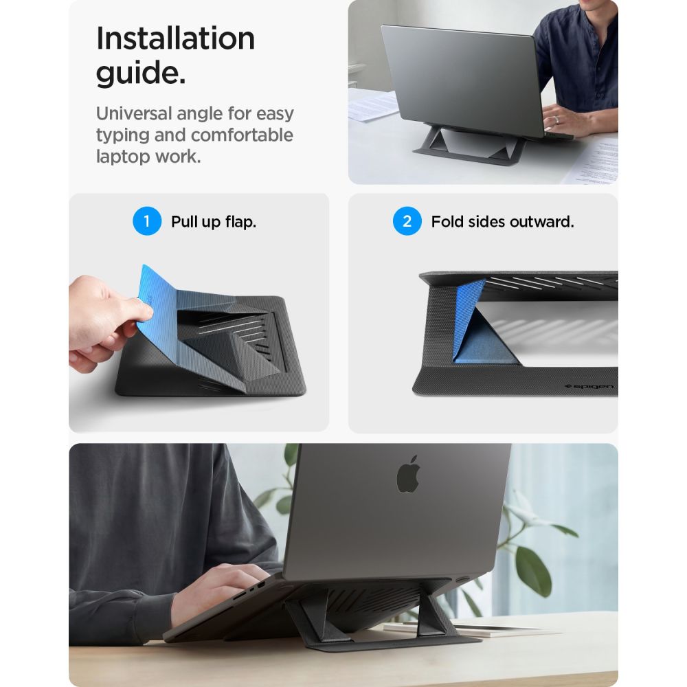 Spigen SlimFold LD201-S6 nešiojamojo kompiuterio stovas – pilkas -- Laptop Stands