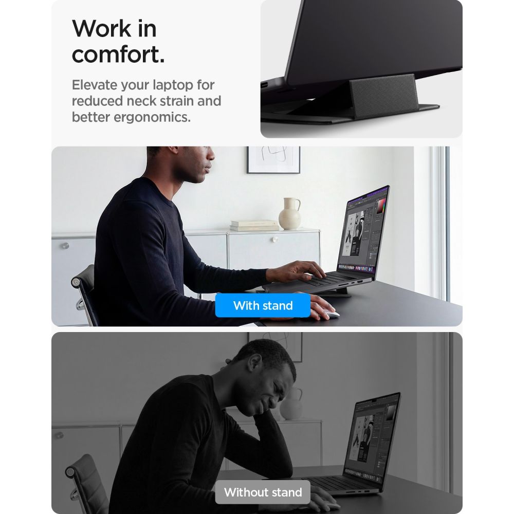 Spigen SlimFold LD201-S8 nešiojamojo kompiuterio stovas – pilkas -- Laptop Stands