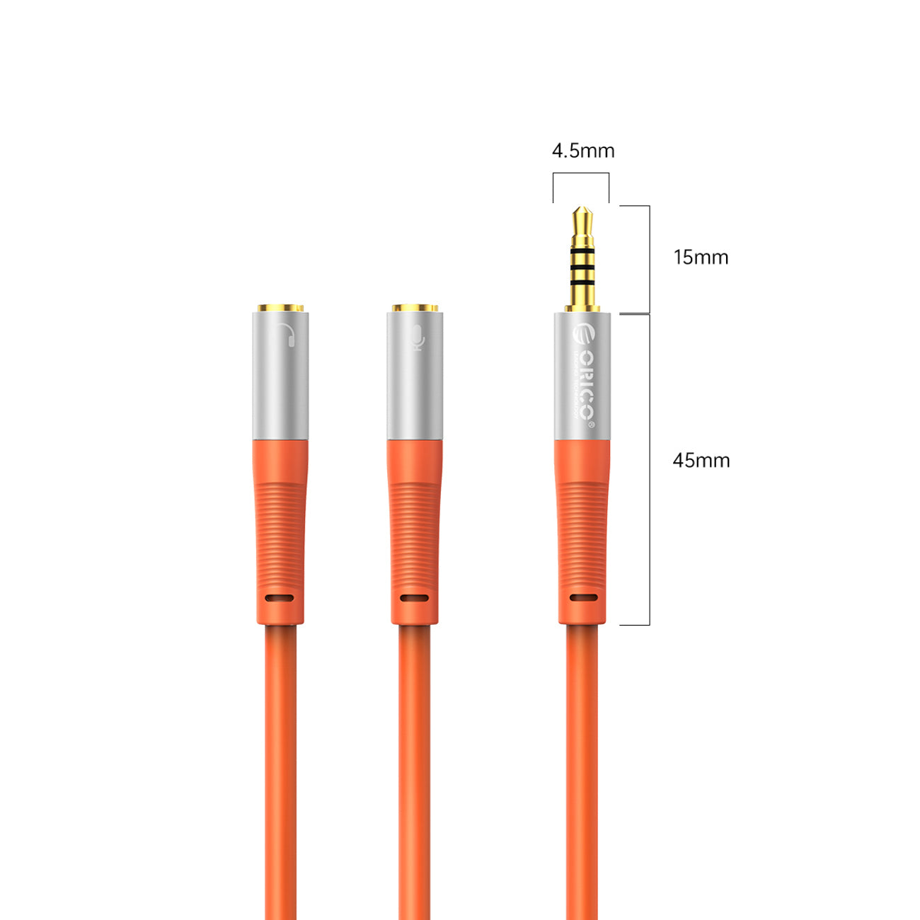 Orico AX2-10 garso kabelis 3.5mm minijack skaidytuvas ausiniams ir mikrofonui 1m kabelis - oranžinė -- Audio Cables