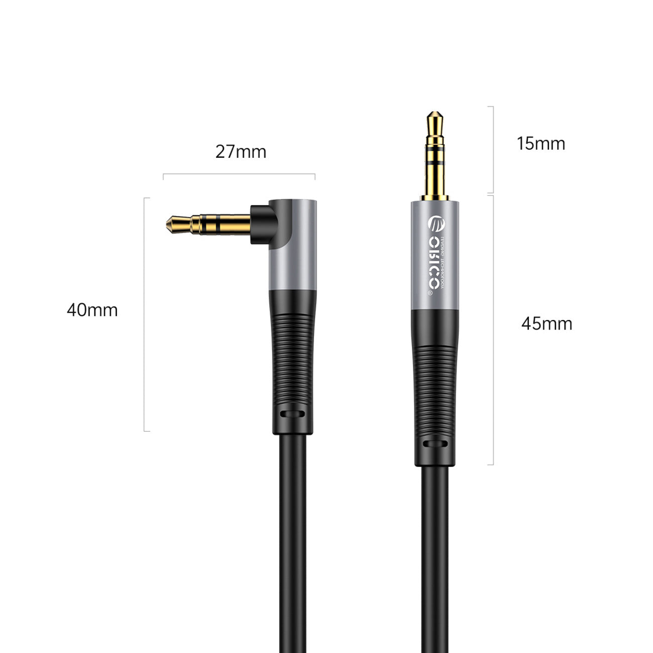 Orico AXW Mini Jack 3.5mm Erkinis į Erkinį Nuožulnus Audio Kabelis 1m - Juoda -- Audio Cables