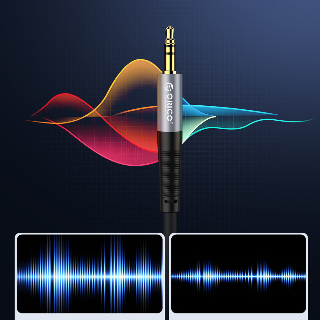 Orico AXW Mini Jack 3.5mm Male to Male kampuotas garso kabelis 5m - juodas -- Audio Cables