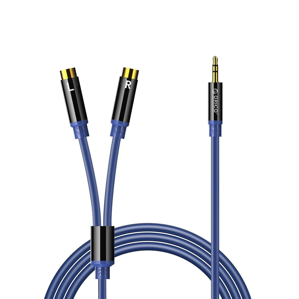 Orico AXRF garso kabelis mini jack 3.5 mm į 2x RCA moteriškus lizdus 1.5 m - mėlyna -- Audio Cables