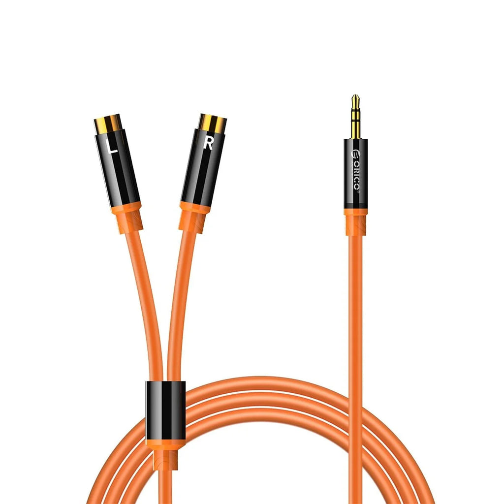 Orico AXRF garso kabelis mini jack 3.5 mm į 2x RCA moteriškus lizdus 3 m - oranžinė -- Audio Cables