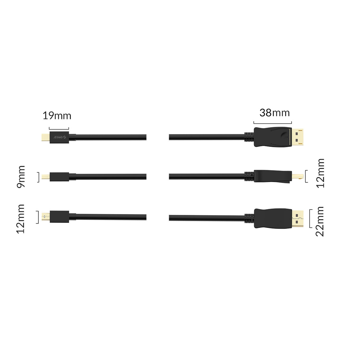 Orico XD-MDTH4 4K 30Hz Mini DisplayPort į HDMI kabelis 3m - juodas -- Video Cables