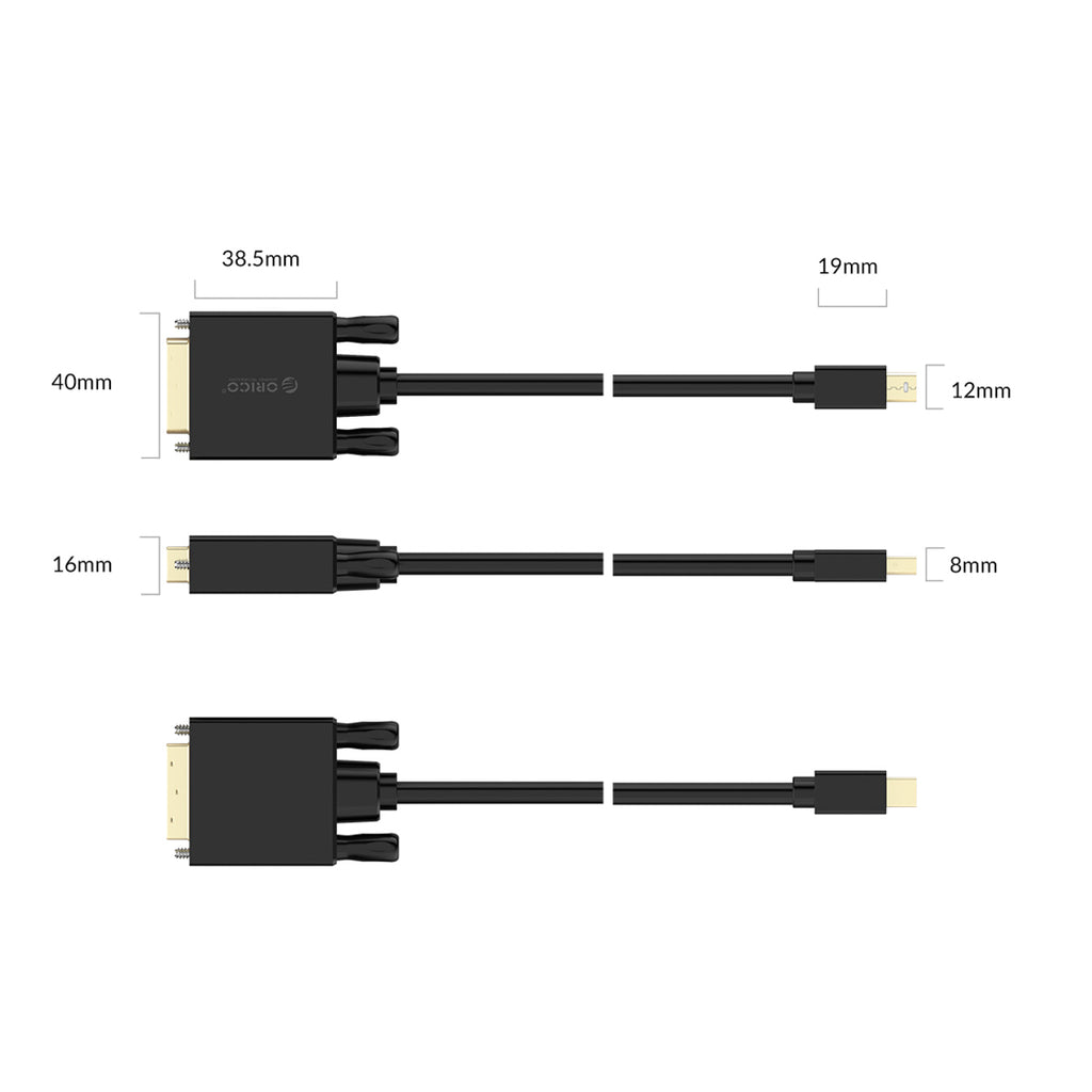 Orico XD-MDTD Mini DisplayPort į DVI Full HD 60 Hz kabelis 3 m - juodas -- Video Cables