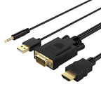 Orico XD-VATH VGA ir mini lizdas 3,5 mm į HDMI Full HD 60 Hz kabelis su USB maitinimo 5 m - juoda -- Video Cables