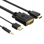 Orico XD-VATH VGA ir mini lizdas 3,5 mm į HDMI Full HD 60 Hz kabelis su USB maitinimo 5 m - juoda -- Video Cables