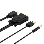 Orico XD-VATH VGA ir mini lizdas 3,5 mm į HDMI Full HD 60 Hz kabelis su USB maitinimo 5 m - juoda -- Video Cables