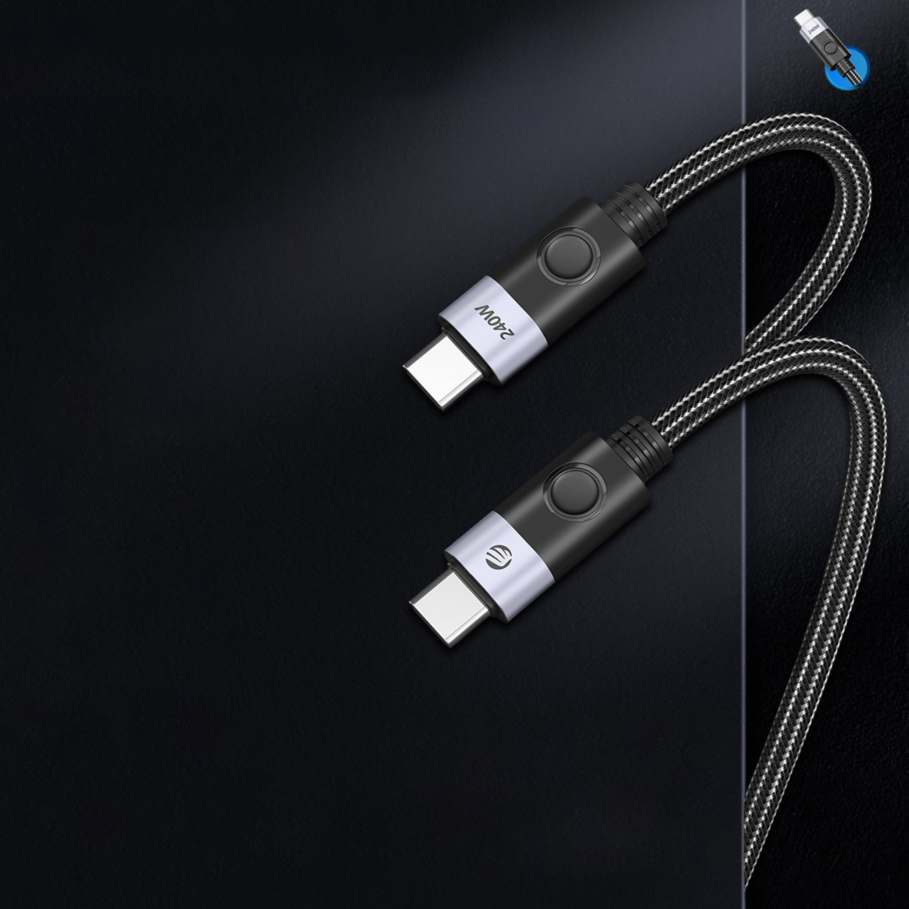 Orico CC240 USB-C to USB-C kabelis 240W USB4 40Gb/s 8K 60Hz 0.5m - juodas -- Cell phone cables