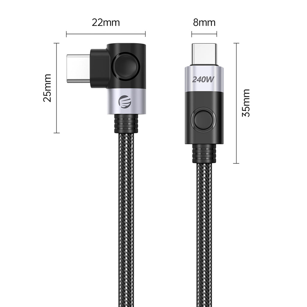Orico CW240 USB-C to USB-C PD 240W 2m kampuotas kabelis - juodas -- Cell phone cables