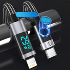 Orico LDC2L USB-C į Lightning PD 29W Kabelis su LED Ekranu 480Mbps 2m - Juodas -- Cell phone cables