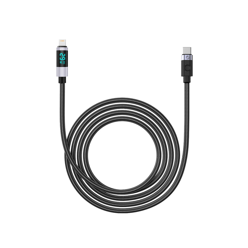 Orico LDC2L USB-C į Lightning PD Kabelis 29W su LED Ekranu 480Mbps 1,5m - Juodas -- Cell phone cables