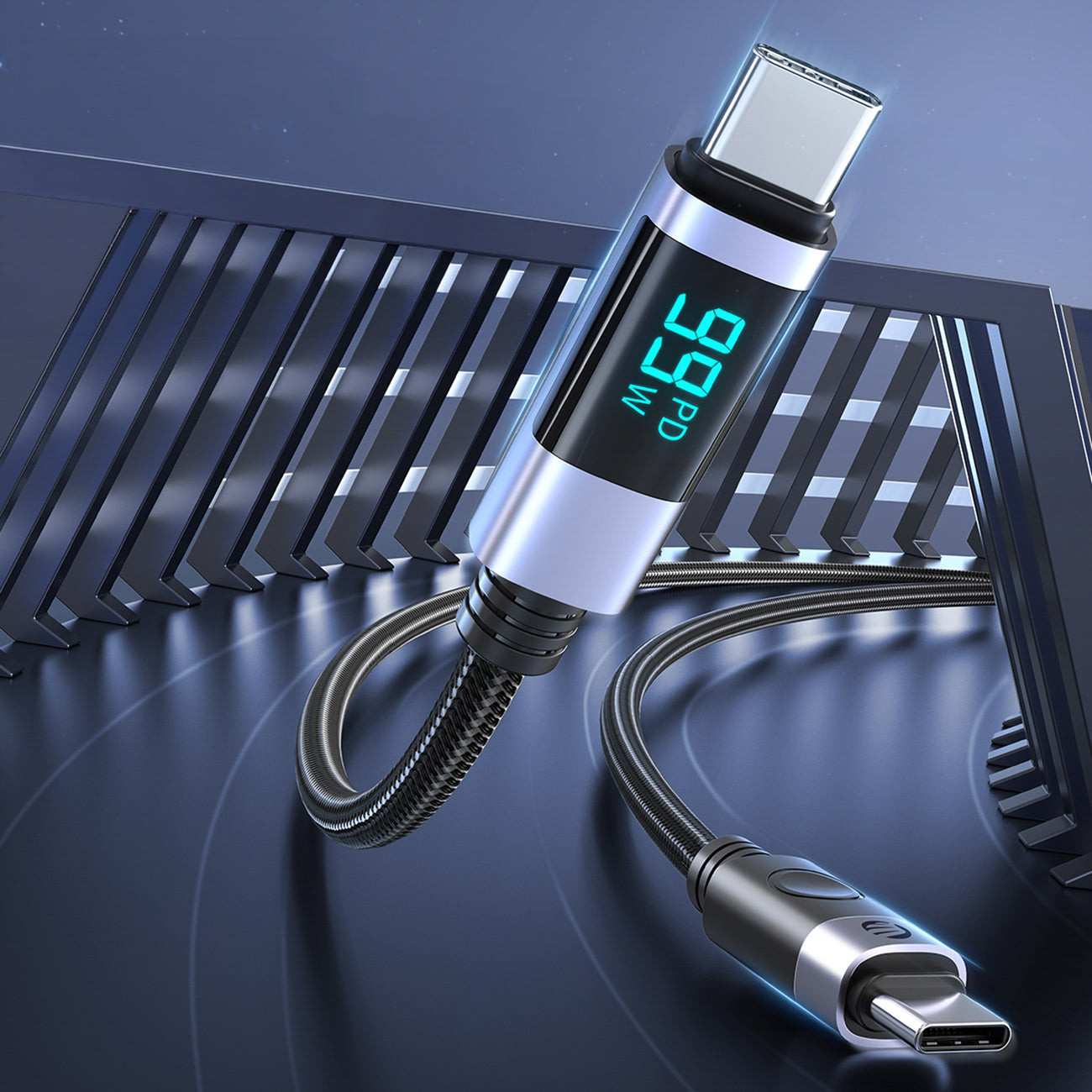 Orico LDC2C USB-C - USB-C PD 100W kabelis su LED ekranu 480 Mbps 3 m - juodas -- Cell phone cables