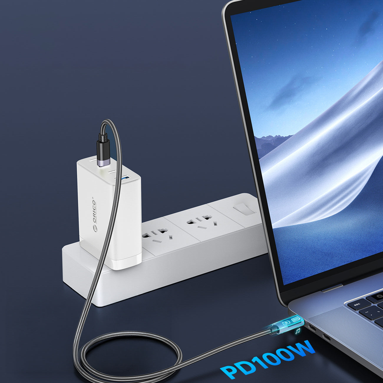 Orico LDC2C USB-C - USB-C PD 100W kabelis su LED ekranu 480 Mbps 3 m - juodas -- Cell phone cables