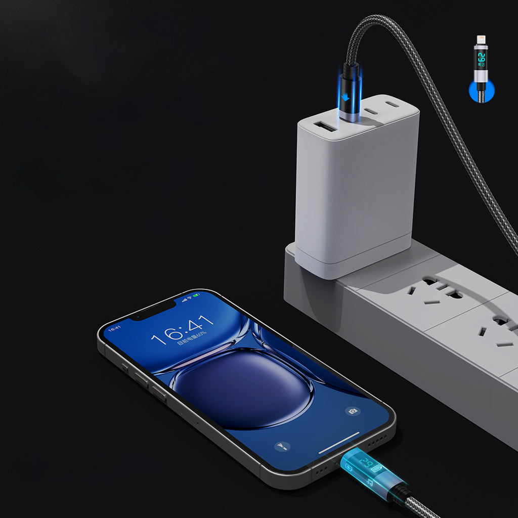 Orico LDA2L USB-A į Lightning kabelis 12W su LED ekranu 0,5m - juodas ir sidabrinis -- Cell phone cables
