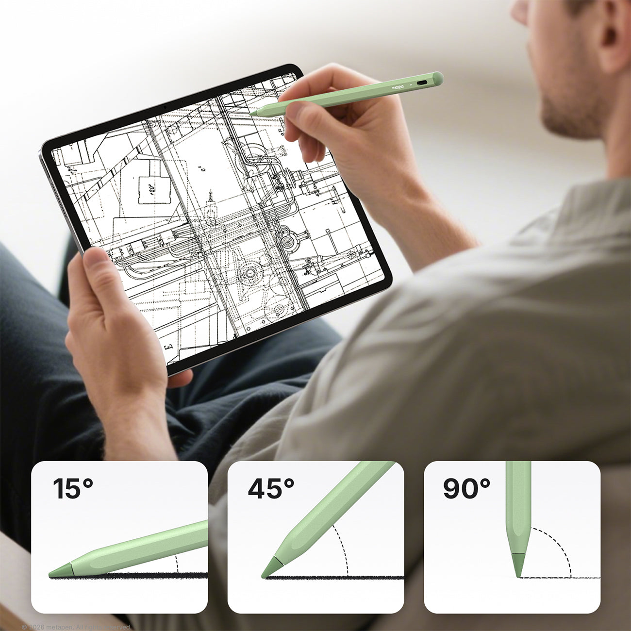 Metapen A8 aktyvus stiliaus Spausk iPad USB-C - Žalias -- iPad