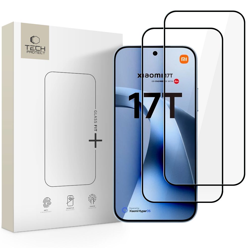 Tech-Protect Glass Fit+ 2 vnt. pakuotė grūdintas stiklas, skirtas Xiaomi 17T – juodas -- Xiaomi 17T