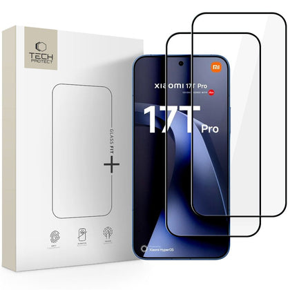 Tech-Protect Glass Fit+ 2 vnt. pakuotė grūdintas stiklas, skirtas Xiaomi 17T Pro – juodas -- Xiaomi 17T Pro
