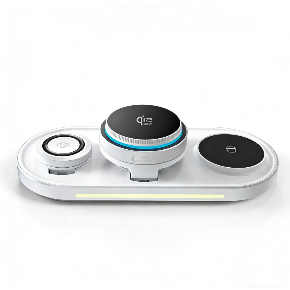Tech-Protect A51 MagSafe 3-in-1 25W QI2.2 belaidis įkroviklis - baltas -- Cell phone chargers